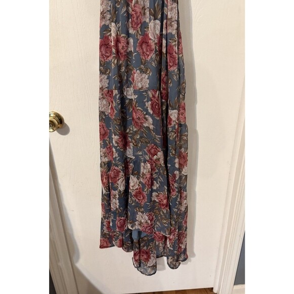 $158 Astr The Label Slate Blue Frolic Floral Cutout Maxi Dress XS A500 - Picture 3 of 9